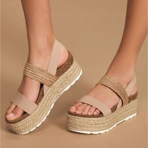 STEVE MADDEN- Circa Natural Multi Espadrille Flatform Sandals